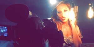 Megan on the set of "No La Voy Hacer" video shoot