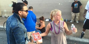 Ricky Valenz feeds San Antonio's homeless community on Thursday night. (Facebook photo)
