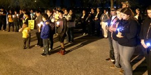 Fans gather at a prayer vigil for Jacob Turner of Siggno at KSAB Studios in Corpus Christi, Texas on Feb. 25, 2016. (KSAB)